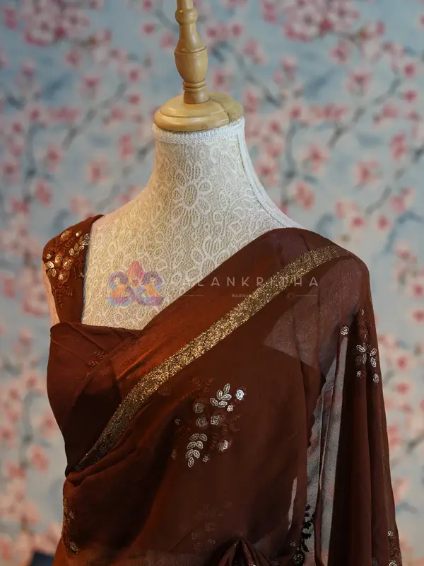 Copper-Brown Shimmer Saree
