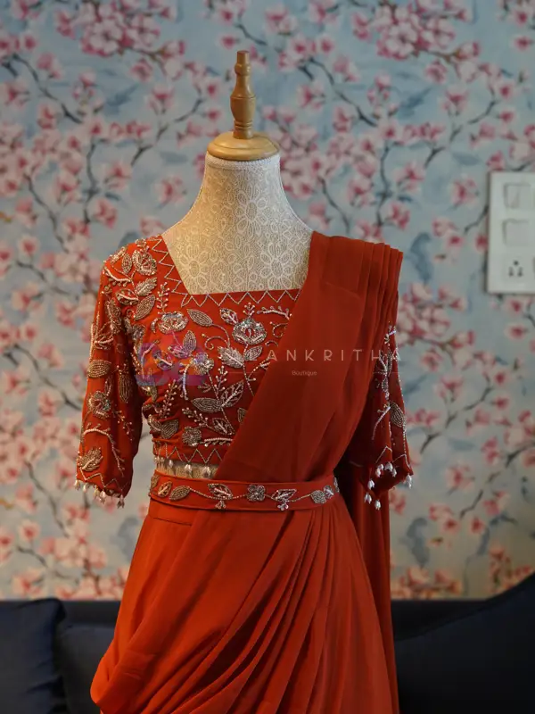 Hand-Embroidered Ruffled Lehenga