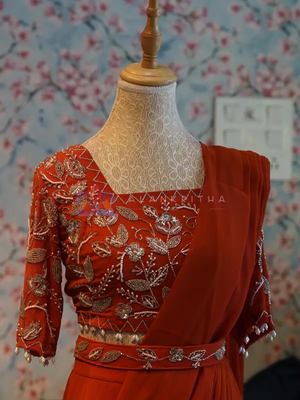 Hand-Embroidered Ruffled Lehenga