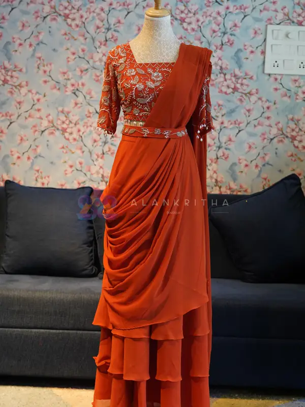 Hand-Embroidered Ruffled Lehenga