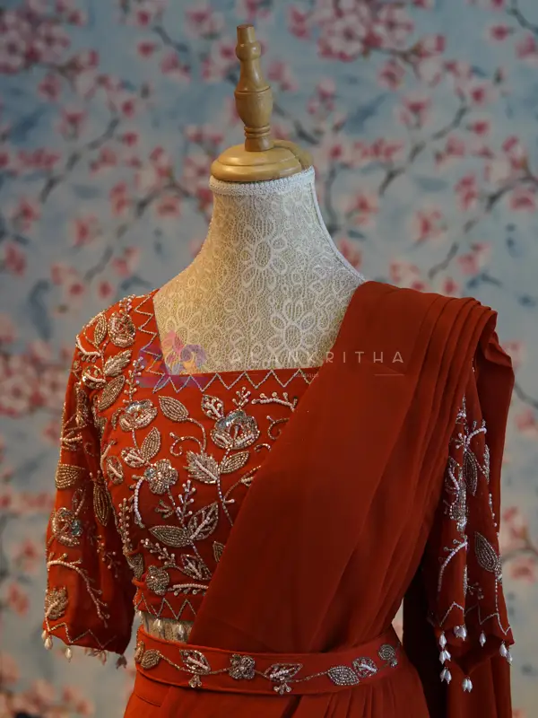Hand-Embroidered Ruffled Lehenga