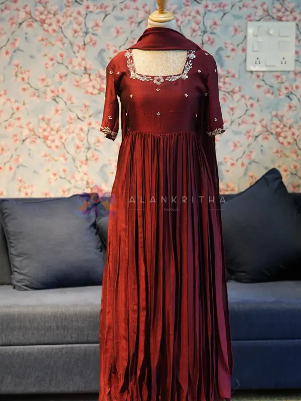 Badri Silk Gown with Gathers