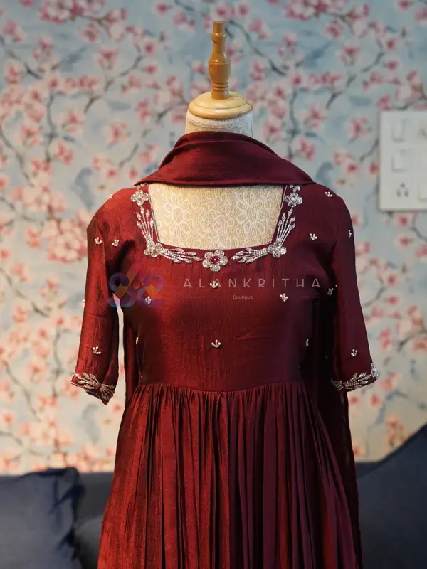 Badri Silk Gown with Gathers