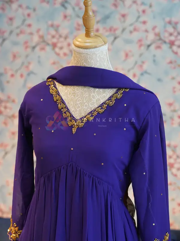 Violet Aura: Alia-Cut Top, Skirt & Dupatta Set