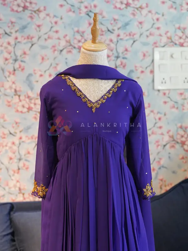 Violet Aura: Alia-Cut Top, Skirt & Dupatta Set