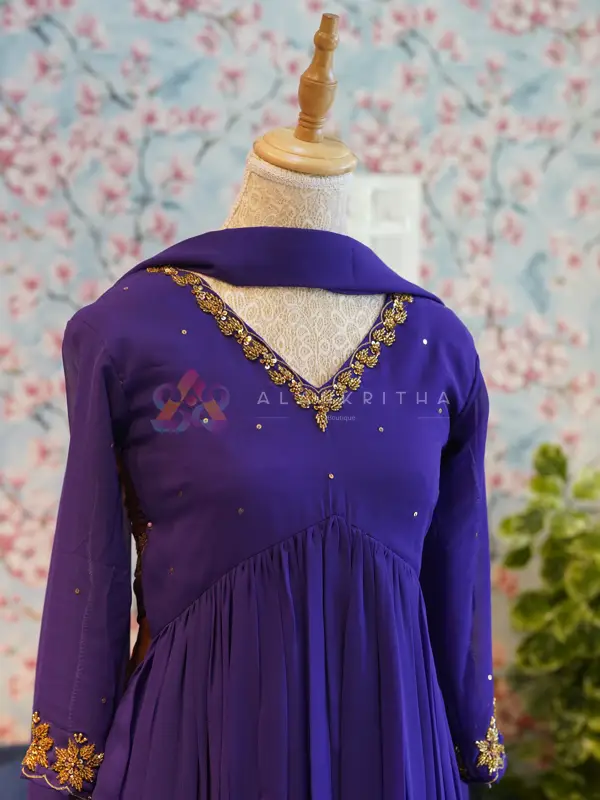 Violet Aura: Alia-Cut Top, Skirt & Dupatta Set