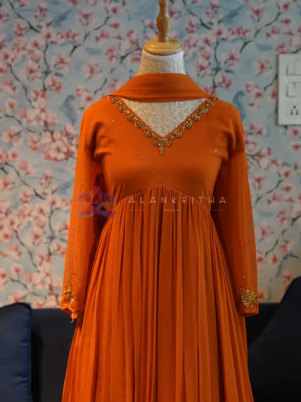 Orange Aliacut Skirt