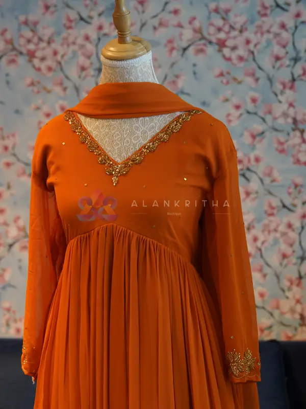 Orange Aliacut Skirt