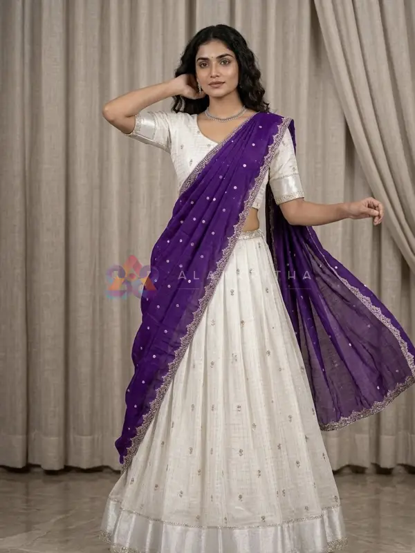 Pure Viscose Georgette Half Saree Ensemble