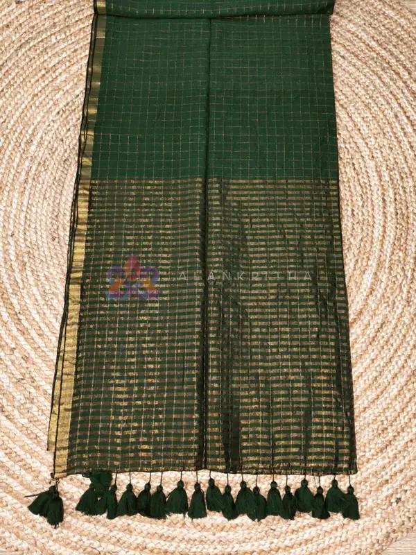 Golden Check Mul Cotton Saree