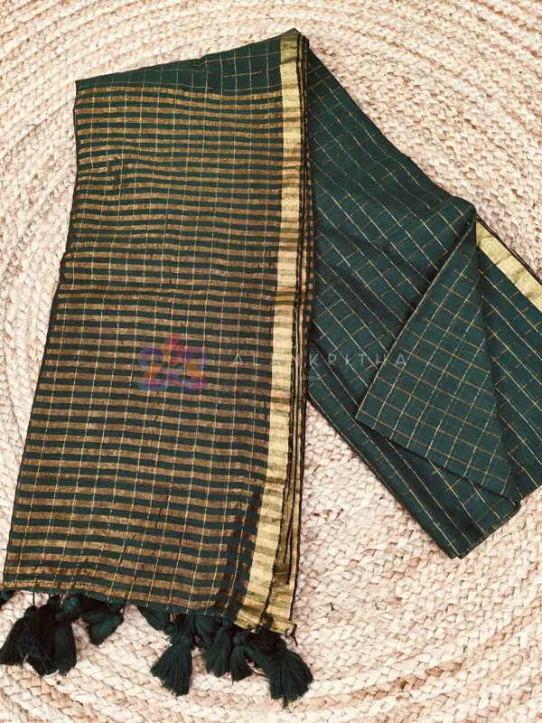 Golden Check Mul Cotton Saree