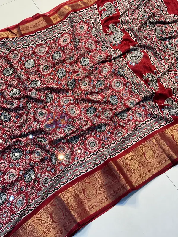 Premium Marshmallow Mirror-Work Georgette Saree