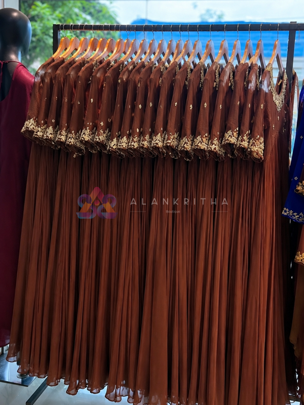Espresso Elegance Hand-Embroidered Georgette Set