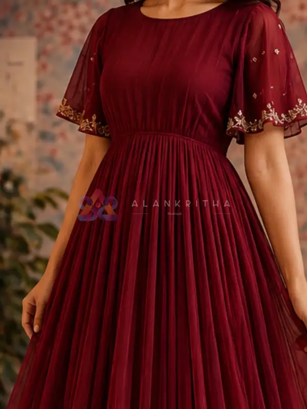 Ethereal Butterfly Sleeve Georgette Gown