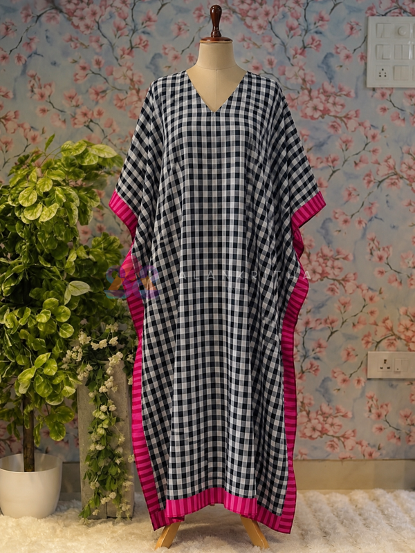 Classic Checked Mul Cotton Kaftan