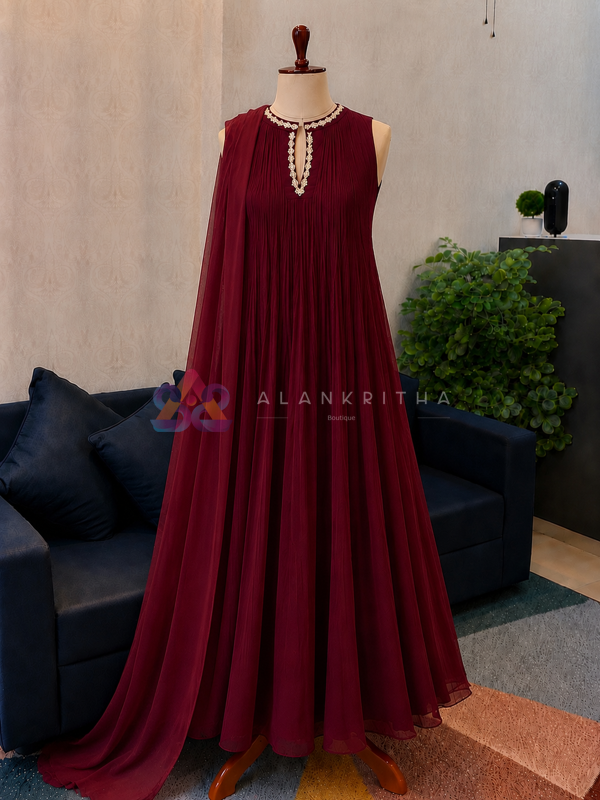 Pleated Anarkali Top