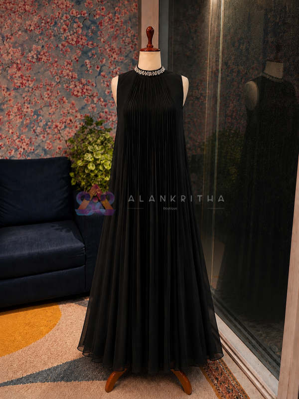 Black Orchid Pleated Gown