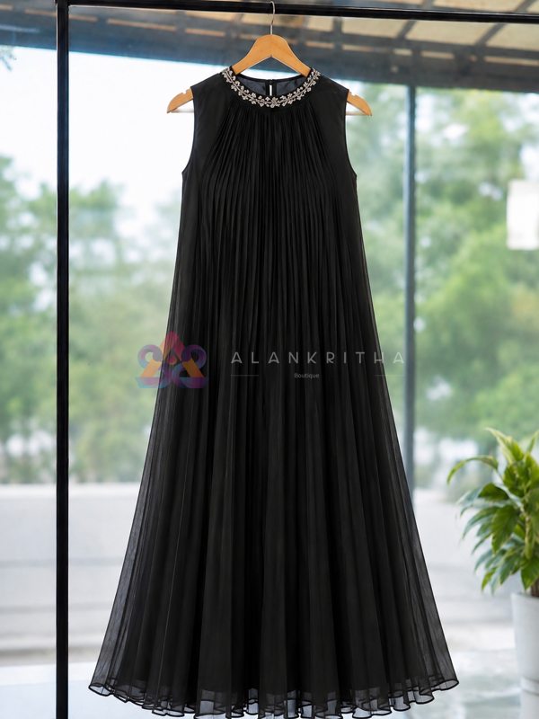 Black Orchid Pleated Gown