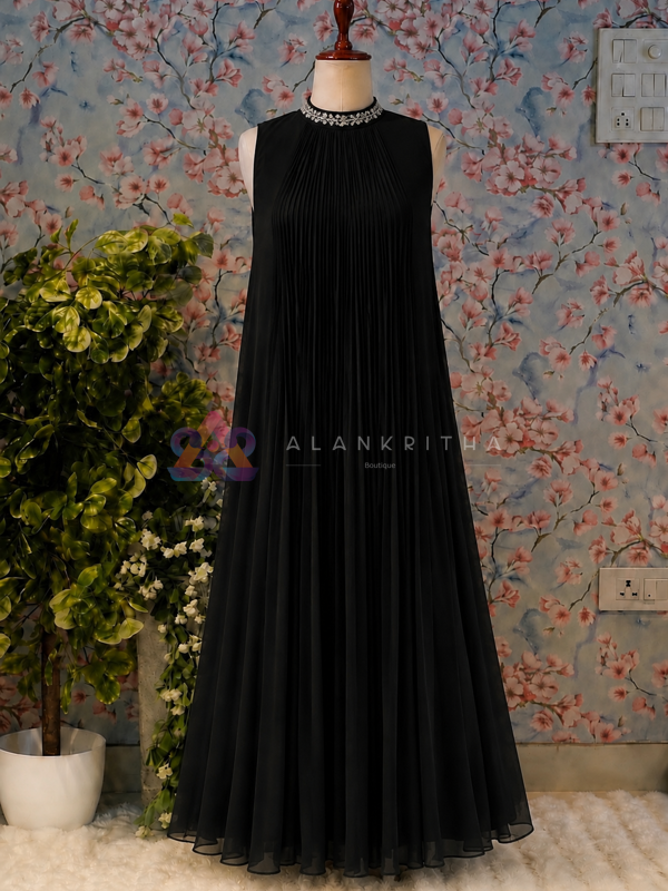 Black Orchid Pleated Gown