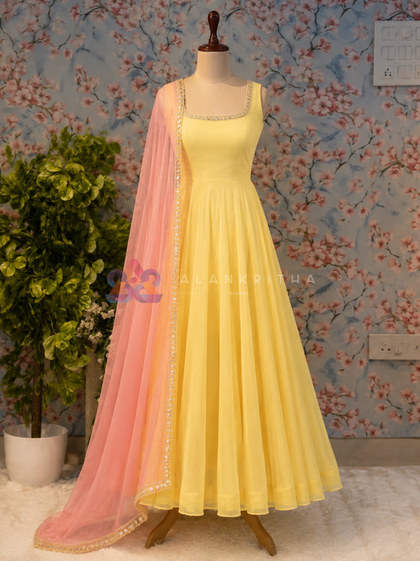 Sunny Glow Anarkali Gown /Sleeves Available