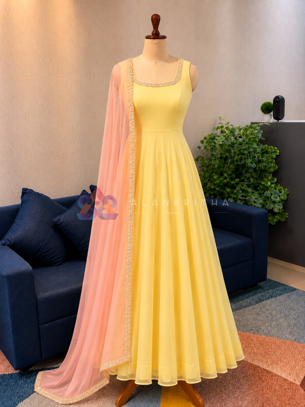 Sunny Glow Anarkali Gown /Sleeves Available