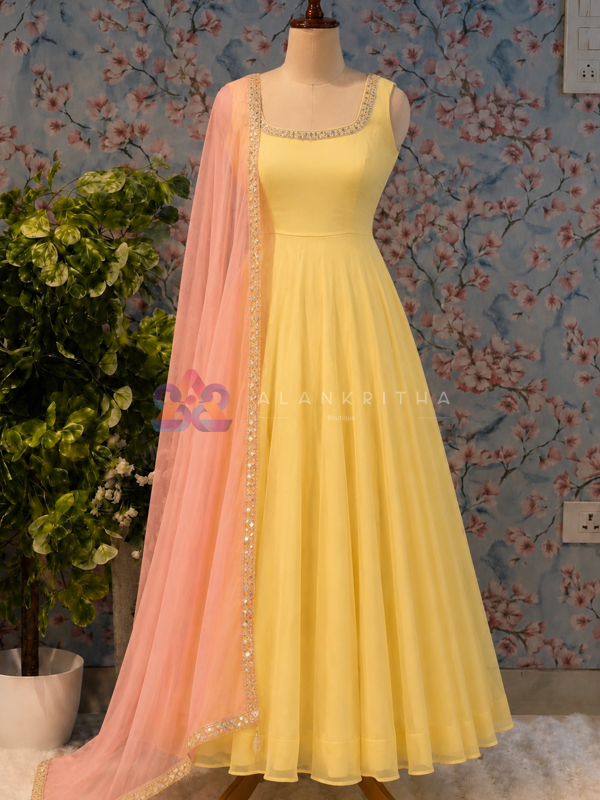 Sunny Glow Anarkali Gown /Sleeves Available