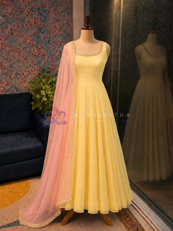Sunny Glow Anarkali Gown /Sleeves Available