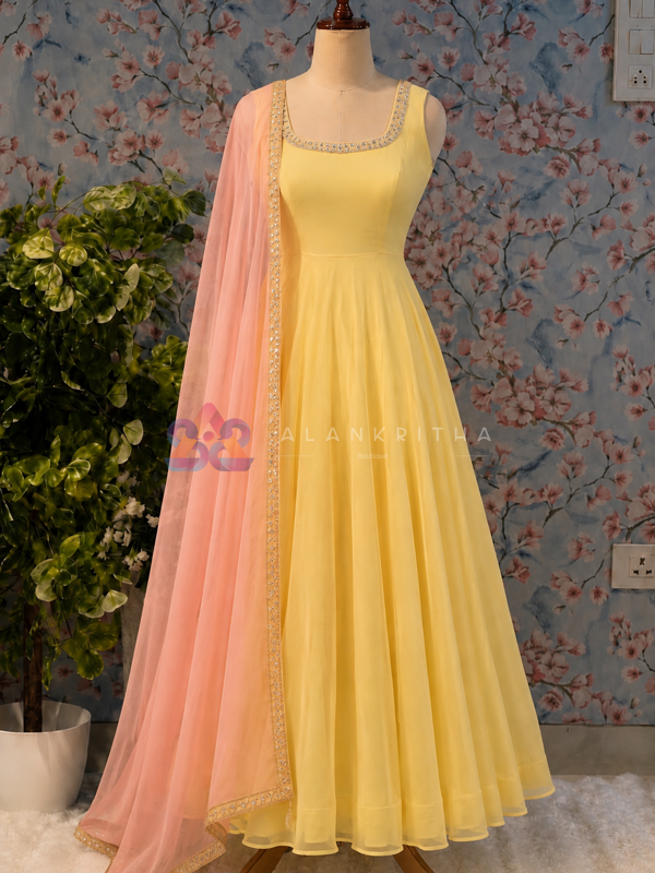 Sunny Glow Anarkali Gown /Sleeves Available