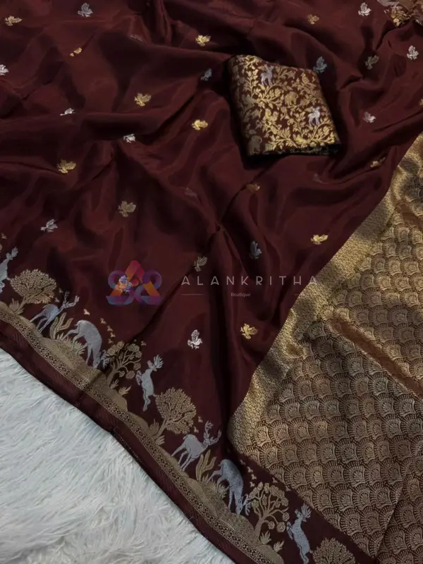 Viscose Russian Zari Saree