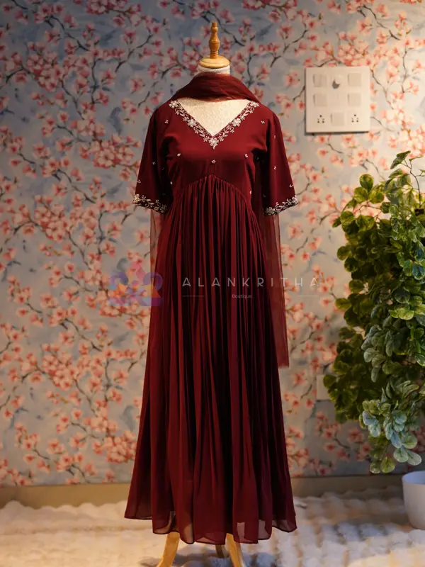 The Earthy Elegance: Brown Georgette Alia-Cut Anarkali