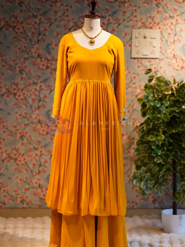 The Sunshine Set: Yellow Alia-Cut Top, Skirt & Dupatta