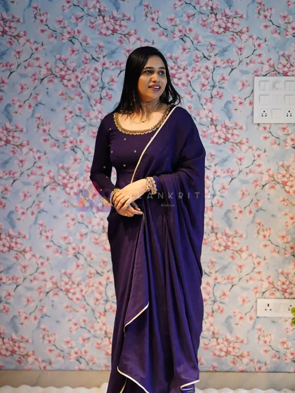 Gleam in Grape : Purple Panel-Cut Anarkali