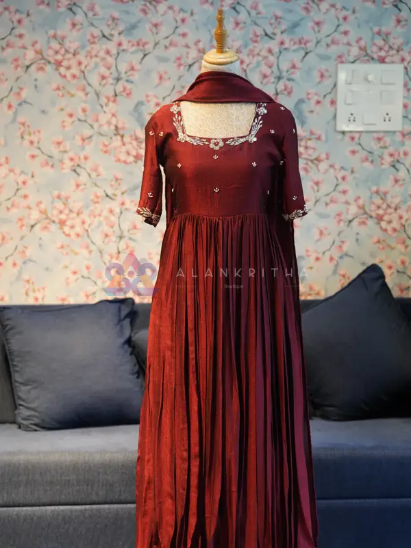 Badri Silk Gown with Gathers