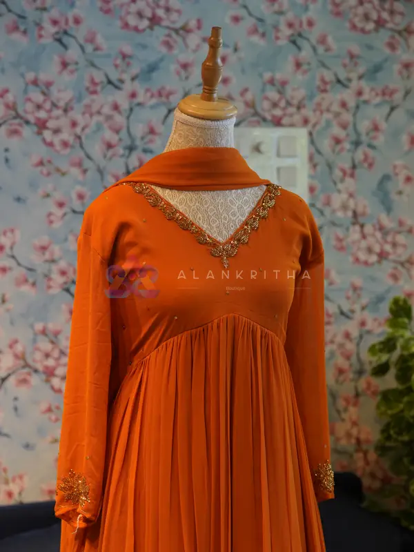 Orange Aliacut Skirt