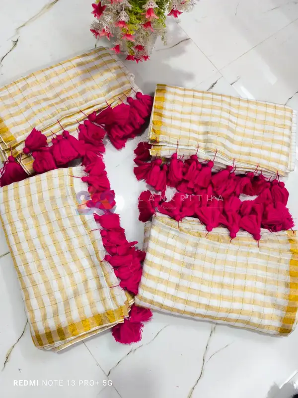 Zari Check Mul Cotton saree