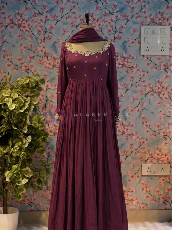 Deep Plum Anarkali