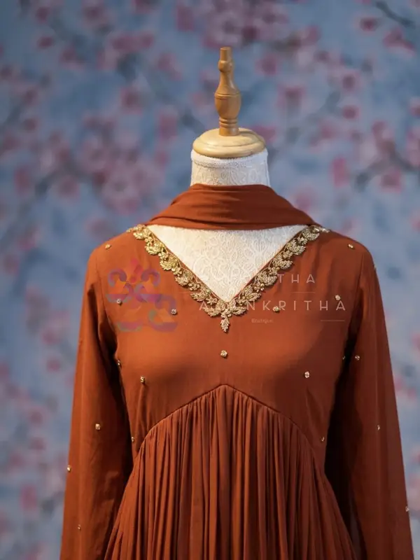  Burunt Orange Aliacut Skirt 