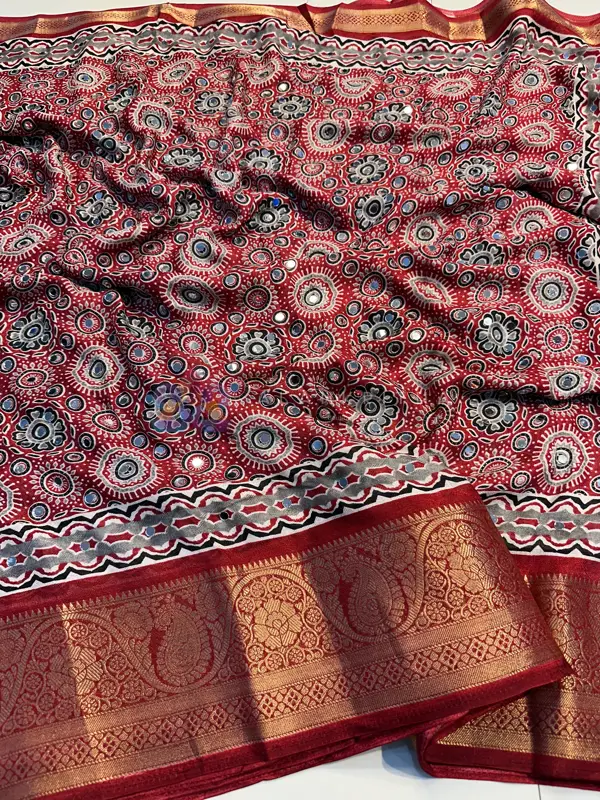 Premium Marshmallow Mirror-Work Georgette Saree