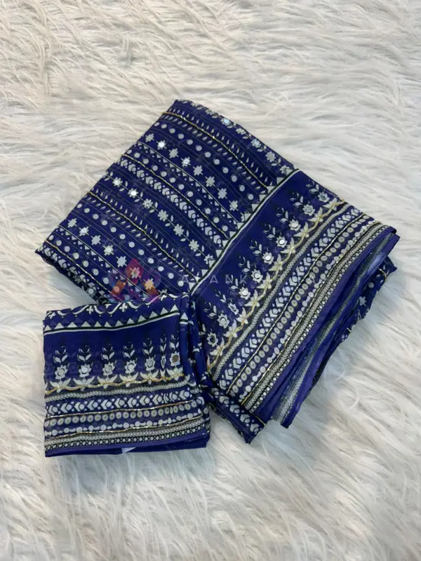 Soft Georgette Saree with Real Mirror Work