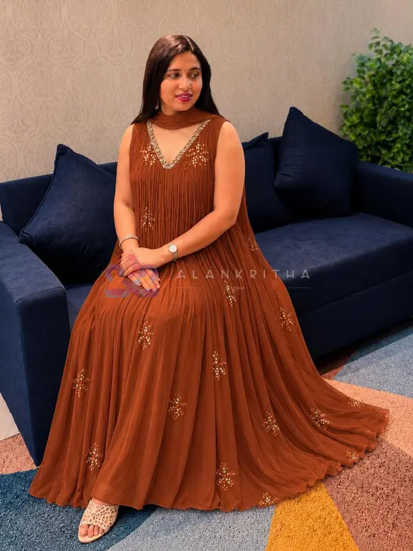 Pleated Anarkali with Dupatta
