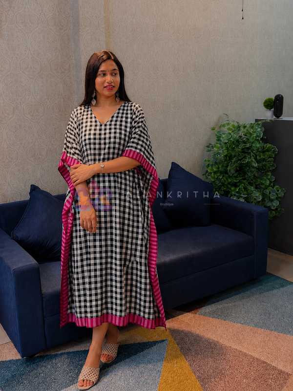 Classic Checked Mul Cotton Kaftan