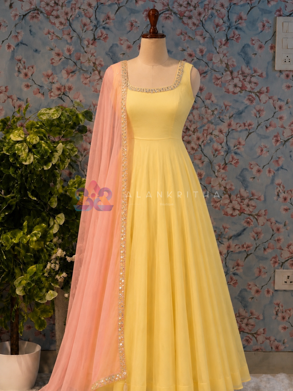 Sunny Glow Anarkali Gown /Sleeves Available